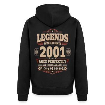 25th Birthday Gift Husband 2001 Vintage Retro - Unisex Premium Organic Zip Hoodie - black - Back - Nico (187cm)
