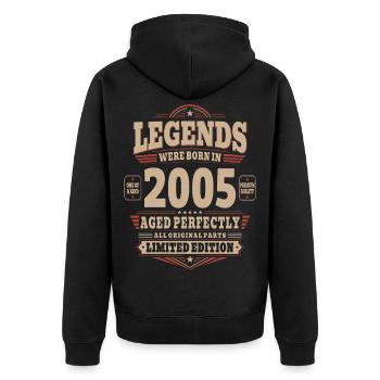 21st Birthday Gift Husband 2005 Vintage Retro - Unisex Premium Organic Zip Hoodie - black - Back - Nico (187cm)