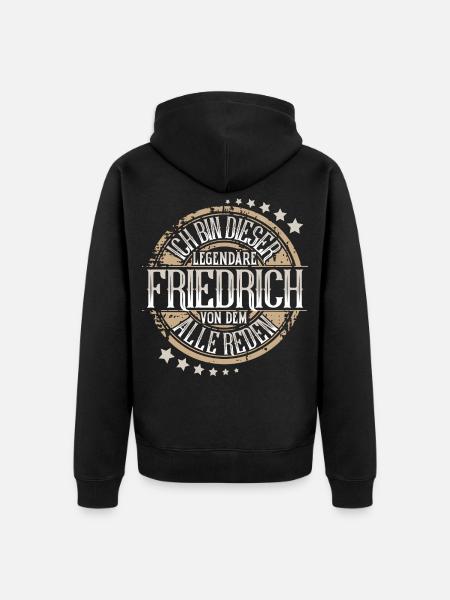 Friedrich - Unisex Premium Bio Zip Hoodie - Schwarz