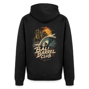 Bali Barrel Club Surf - Unisex Premium Organic Zip Hoodie - black - Back - Nico (187cm)