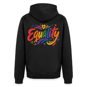 Equality Rainbow T-Shirt CSD Pride - Unisex Premium Organic Zip Hoodie - black - Back - Nico (187cm)