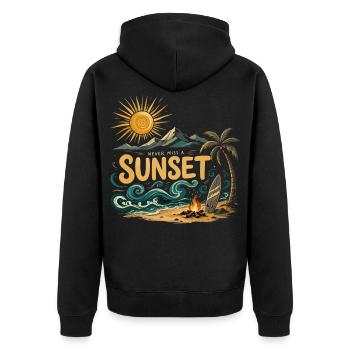 Sunset on the beach surf - Unisex Premium Organic Zip Hoodie - black - Back - Nico (187cm)