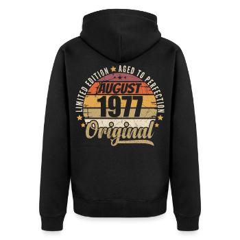 August 1977 Retro Vintage Birthday August 1977 - Unisex Premium Organic Zip Hoodie - black - Back - Nico (187cm)