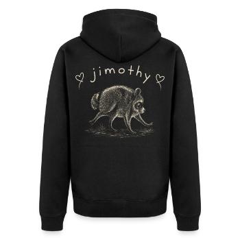 Cute Raccoon | Vintage Woodland Animal Illustratio - Unisex Premium Organic Zip Hoodie - black - Back - Nico (187cm)