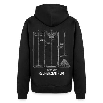 Leiter vom Rechenzentrum Gartenoutfit Gartenarbeit - Unisex Premium Bio Zip Hoodie - Schwarz - Hinten - Nico (187cm)