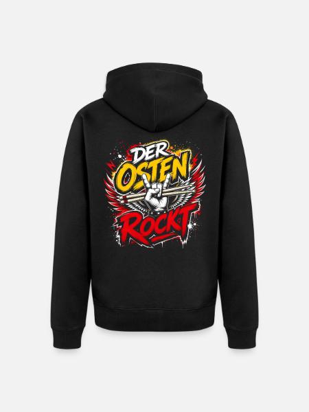 Der Osten rockt – Rock-Flag Design - Unisex Premium Bio Zip Hoodie - Schwarz