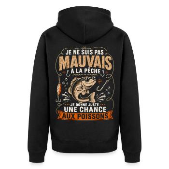 Pêche Humour Poisson Malicieux Cadeau Pêcheur - Veste à capuche bio Premium Unisexe - noir - Dos - Nico (187cm)