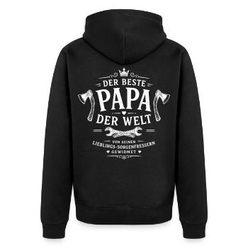 Der beste Papa der Welt - Unisex Premium Bio Zip Hoodie - Schwarz - Hinten - Nico (187cm)