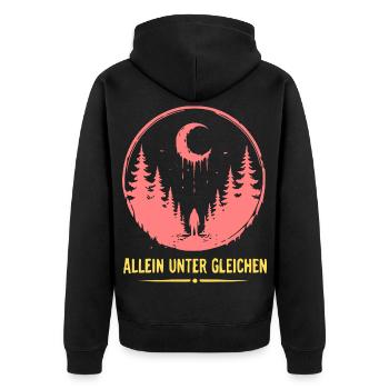 Allein Unter Gleichenwald - Unisex Premium Bio Zip Hoodie - Schwarz - Hinten - Nico (187cm)