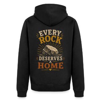 Steinsammler Geologie Gesteine Sammeln - Unisex Premium Bio Zip Hoodie - Schwarz - Hinten - Nico (187cm)
