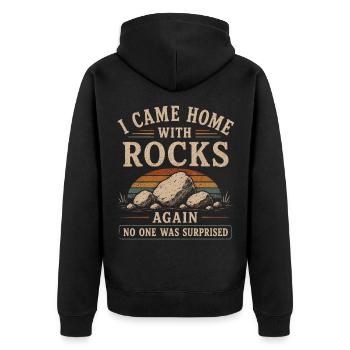 Geologe Steinsammler Gesteine Felsen - Unisex Premium Bio Zip Hoodie - Schwarz - Hinten - Nico (187cm)