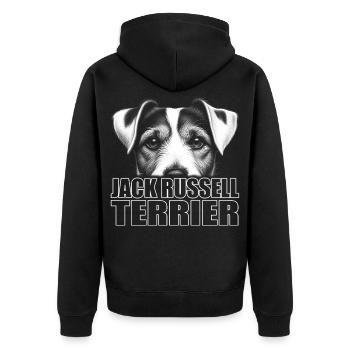 Jack Russell Terrier Portrait with Lettering - Unisex Premium Organic Zip Hoodie - black - Back - Nico (187cm)