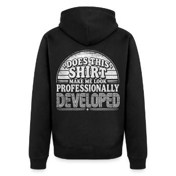 Developer Humor - Unisex Premium Organic Zip Hoodie - black - Back - Nico (187cm)