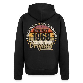 August 1968 Retro Vintage Birthday August 1968 - Unisex Premium Organic Zip Hoodie - black - Back - Nico (187cm)