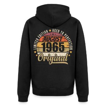 August 1965 Retro Vintage Birthday August 1965 - Unisex Premium Organic Zip Hoodie - black - Back - Nico (187cm)