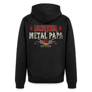Echter Metal Papa Heavy Metal Geschenk - Unisex Premium Bio Zip Hoodie - Schwarz - Hinten - Nico (187cm)