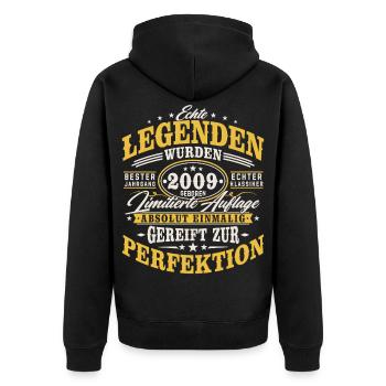 2009 Jahrgang Vintage Geburtstag Geschenk Retro - Unisex Premium Bio Zip Hoodie - Schwarz - Hinten - Nico (187cm)