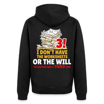 Third Time Procrastination Tee - Unisex Premium Organic Zip Hoodie - black - Back - Nico (187cm)