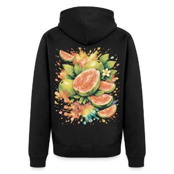 Tropical Guava Exotic Fruit Splash Art - Unisex Premium Organic Zip Hoodie - black - Back - Nico (187cm)