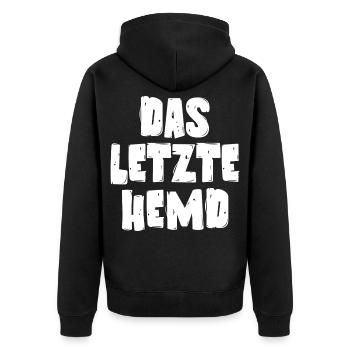 Das letzte Hemd - Unisex Premium Bio Zip Hoodie - Schwarz - Hinten - Nico (187cm)
