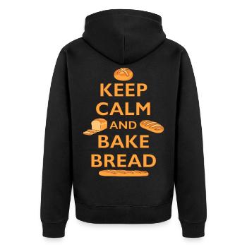BÄCKER - KEEP CALM AND BAKE BREAD - BROT BACKEN - Unisex Premium Organic Zip Hoodie - black - Back - Nico (187cm)