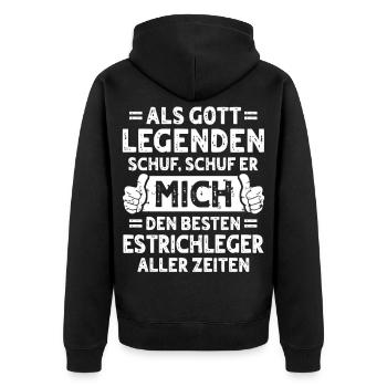 Estrichleger - Unisex Premium Bio Zip Hoodie - Schwarz - Hinten - Nico (187cm)