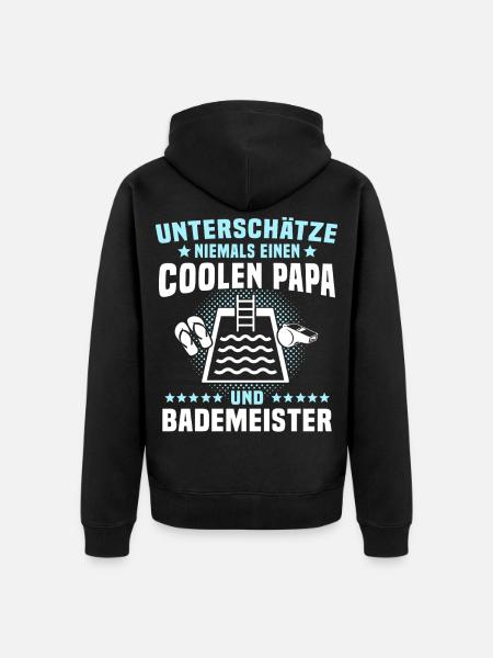 Bademeister Papa Schwimmmeister - Unisex Premium Bio Zip Hoodie - Schwarz