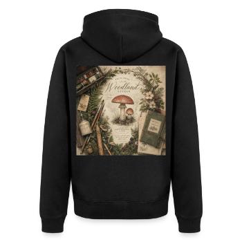 Mushroom Illustration Retro Mural Forest Decoration Poster - Unisex Premium Organic Zip Hoodie - black - Back - Nico (187cm)