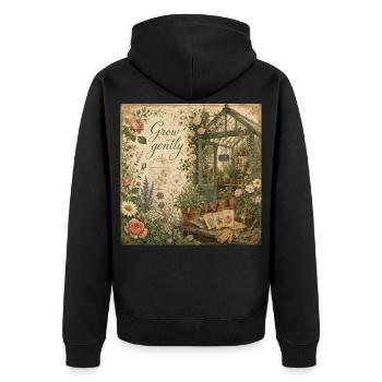 Grow Gently Vintage Poster Greenhouse Decoration Flowers - Unisex Premium Organic Zip Hoodie - black - Back - Nico (187cm)
