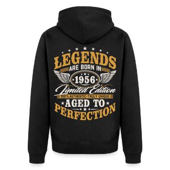 1956 Vintage Born Birthday Vintage Gift - Unisex Premium Organic Zip Hoodie - black - Back - Nico (187cm)
