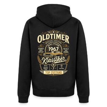 59. Geburtstag Geschenk Mann Vintage Oldtimer 1967 - Unisex Premium Bio Zip Hoodie - Schwarz - Hinten - Nico (187cm)