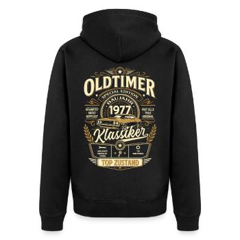 49. Geburtstag Geschenk Mann Vintage Oldtimer 1977 - Unisex Premium Bio Zip Hoodie - Schwarz - Hinten - Nico (187cm)