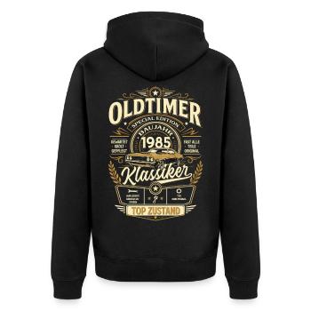 41. Geburtstag Geschenk Mann Vintage Oldtimer 1985 - Unisex Premium Bio Zip Hoodie - Schwarz - Hinten - Nico (187cm)