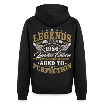1986 Vintage Born Birthday Vintage Gift - Unisex Premium Organic Zip Hoodie - black - Back - Nico (187cm)