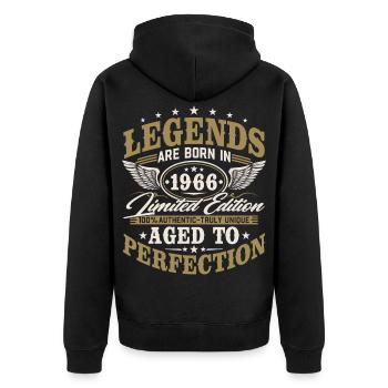 1966 Vintage Born Birthday Vintage Gift - Unisex Premium Organic Zip Hoodie - black - Back - Nico (187cm)