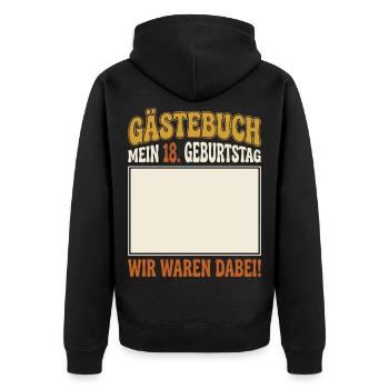 Guest Book Decoration 18th Birthday - Unisex Premium Bio Zip Hoodie - Schwarz - Hinten - Nico (187cm)