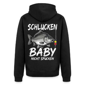 Schlucken Baby Nicht Spucken - Unisex Premium Bio Zip Hoodie - Schwarz - Hinten - Nico (187cm)
