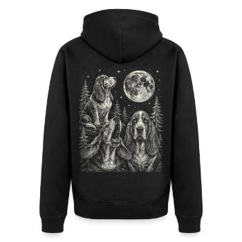 Race de chien Basset Hound drôle Moon - Veste à capuche bio Premium Unisexe - noir - Dos - Nico (187cm)