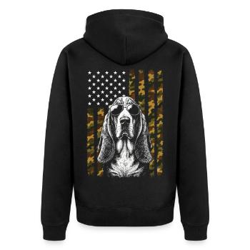Basset Hound Dog camouflage du drapeau américain - Veste à capuche bio Premium Unisexe - noir - Dos - Nico (187cm)