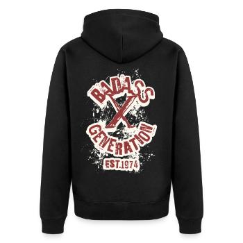 Badass Generation X 1974 - Unisex Premium Organic Zip Hoodie - black - Back - Nico (187cm)