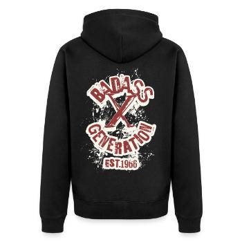 Badass Generation X 1966 - Unisex Premium Organic Zip Hoodie - black - Back - Nico (187cm)