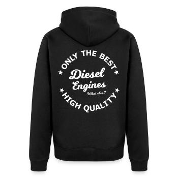 Nur Diesel Motoren - Unisex Premium Bio Zip Hoodie - Schwarz - Hinten - Nico (187cm)