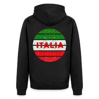 Italia Retro-Grunge Kreis - Unisex Premium Bio Zip Hoodie - Schwarz - Hinten - Nico (187cm)