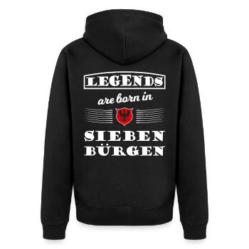 Legenden aus Siebenbuergen - Unisex Premium Bio Zip Hoodie - Schwarz - Hinten - Nico (187cm)