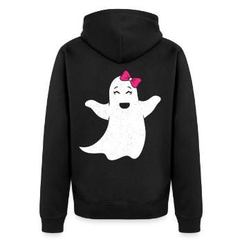 Ghost girl with pink bow - Unisex Premium Organic Zip Hoodie - black - Back - Nico (187cm)