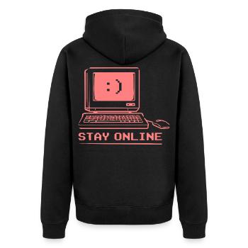 Stay Online Retro Computer - Unisex Premium Organic Zip Hoodie - black - Back - Nico (187cm)