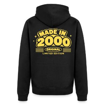 Made in 2000 Original Limited - Unisex Premium Organic Zip Hoodie - black - Back - Nico (187cm)