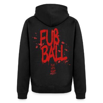 For Ball Graffiti: Play With Heart - Unisex Premium Organic Zip Hoodie - black - Back - Nico (187cm)