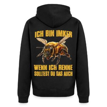 Honigbiene Bienenzüchter Biene Imker Zubehör  - Unisex Premium Bio Zip Hoodie - Schwarz - Hinten - Nico (187cm)