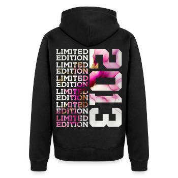 ÉDITION LIMITÉE 2013 - 13 ANS - 13E ANNIVERSAIRE - Veste à capuche bio Premium Unisexe - noir - Dos - Nico (187cm)